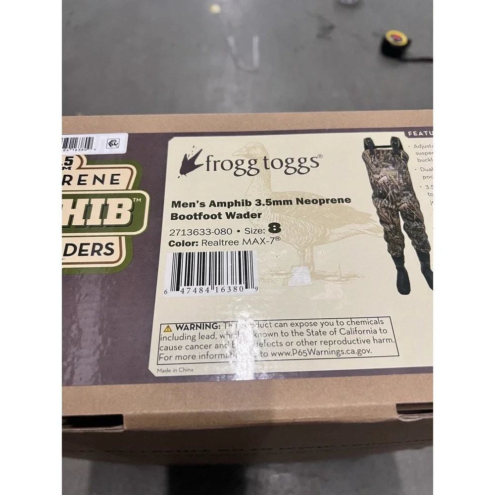 Frogg‎ Toggs Amphib Bootfoot Wader Mens 8 Brown Camo 3.5mm Neoprene Waterproof